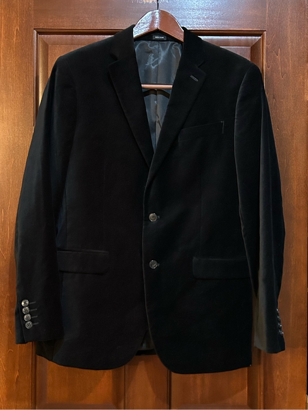 J. Ferrar Men’s 40R Slim Black Velvet Blazer Sport Coat Cotton